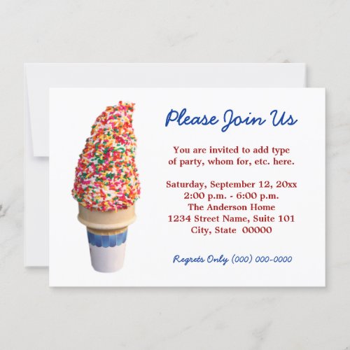 Ice Cream Cone Invitations