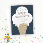 Ice Cream Cone Kids Blue Birthday Party Invitation<br><div class="desc">Ice Cream Cone Kids Blue Birthday Party Invitation features a simple hand drawn ice cream cone and rainbow sprinkles. The background color and all of the text is editable so you can change the font, color, placement and wording to make this invitation match your needs. Click the edit button to...</div>