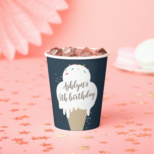 Ice Cream Cone Kids Blue Birthday Party Paper Cups