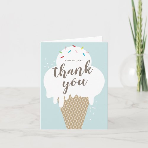 ice cream cone kids thank you card
