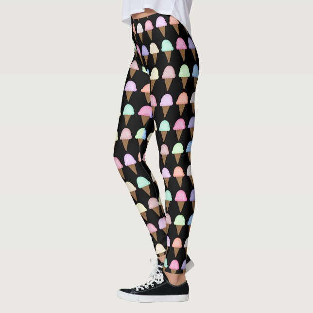 Ice Cream Cone Leggings Unique Fun Gift Women (Left)