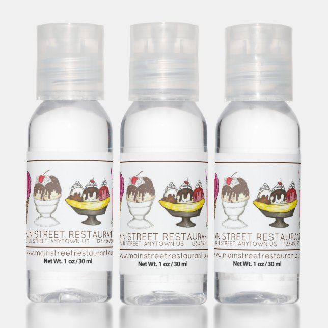 Ice Cream Cone Milkshake Banana Split Sundae Cafe Hand Sanitizer (Set)