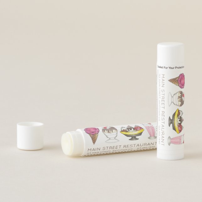 Ice Cream Cone Milkshake Banana Split Sundae Cafe Lip Balm (In Situ)