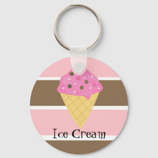 Ice Cream Cone on a Neapolitan Stripe Keychain