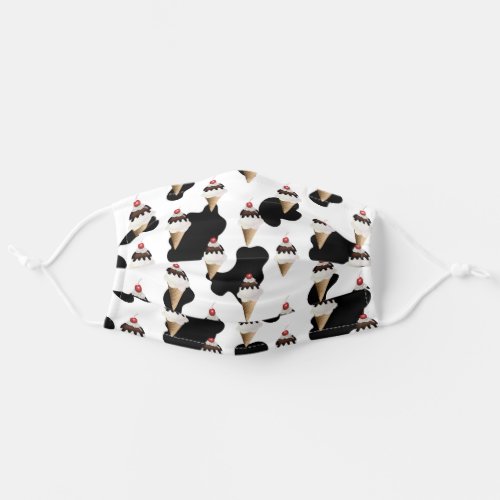 ice cream cone on cow print adult cloth face mask