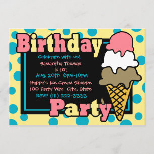 Ice Cream Cone Party Invitation