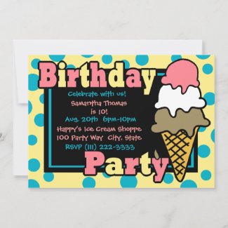 Ice Cream Cone Party Invitation