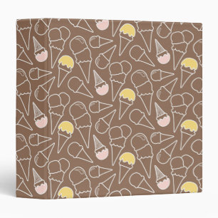 Ice Cream Cone Pattern on Brown Binder