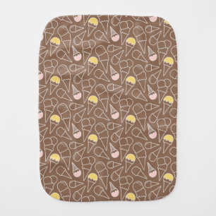 Ice Cream Cone Pattern on Brown Burp Cloth