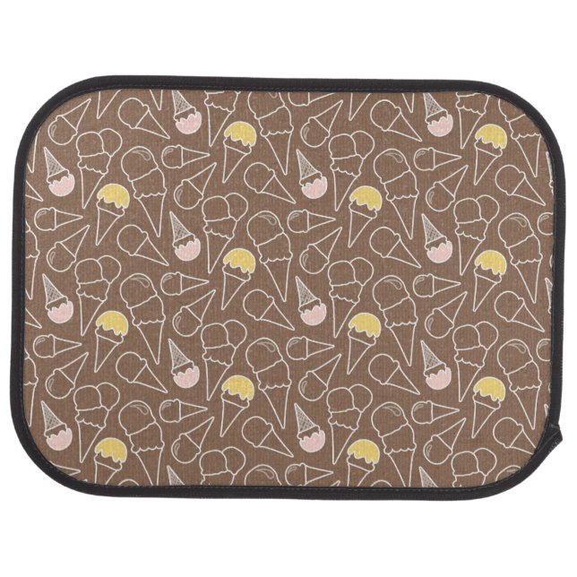 Ice Cream Cone Pattern on Brown Car Floor Mat (Rear)
