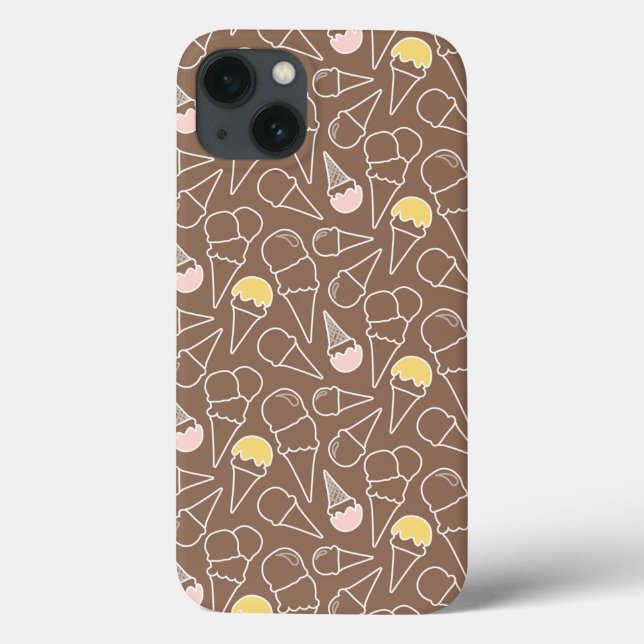 Ice Cream Cone Pattern on Brown Case-Mate iPhone Case (Back)