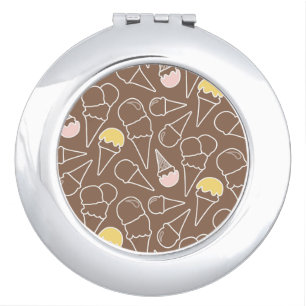 Ice Cream Cone Pattern on Brown Compact Mirror