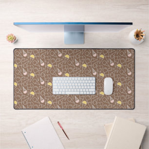 Ice Cream Cone Pattern on Brown Desk Mat