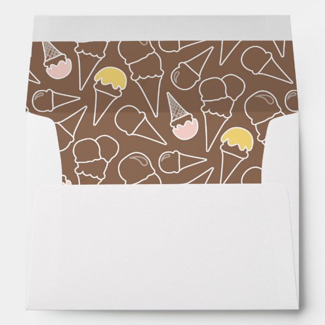 Ice Cream Cone Pattern on Brown Envelope (Back (Bottom))