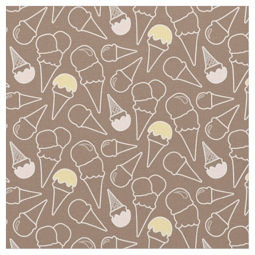 Ice Cream Cone Pattern on Brown Fabric
