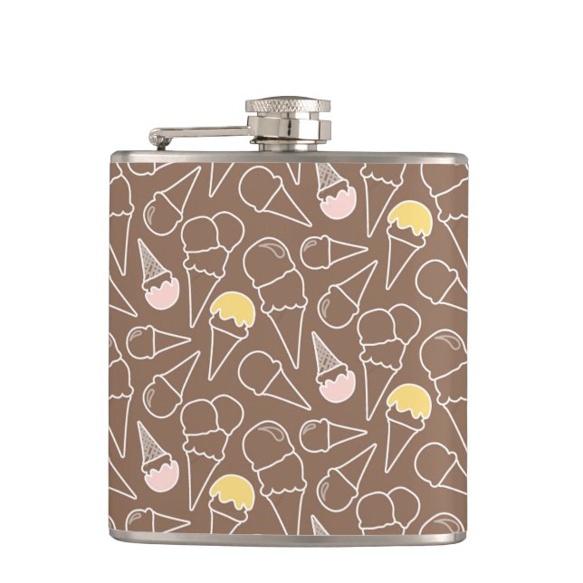 Ice Cream Cone Pattern on Brown Flask (Front)