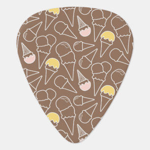 Ice Cream Cone Pattern on Brown Guitar Pick