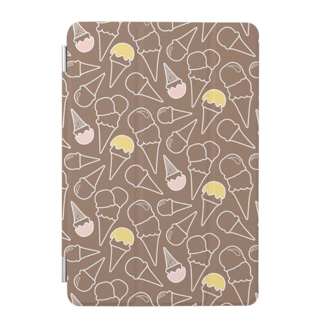 Ice Cream Cone Pattern on Brown iPad Mini Cover (Front)
