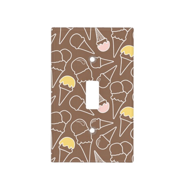 Ice Cream Cone Pattern on Brown Light Switch Cover (Front)