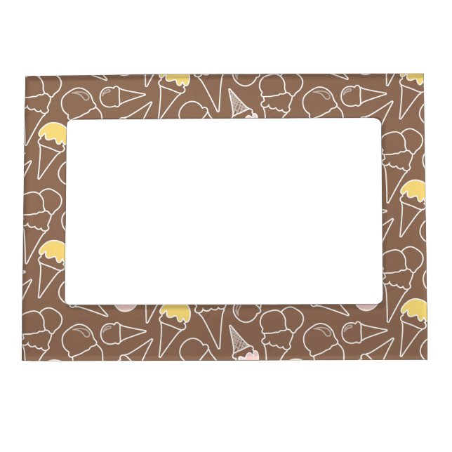 Ice Cream Cone Pattern on Brown Magnetic Frame (Front)