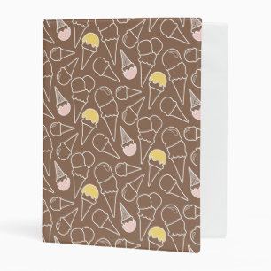 Ice Cream Cone Pattern on Brown Mini Binder