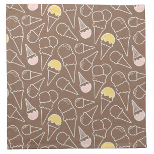 Ice Cream Cone Pattern on Brown Napkin