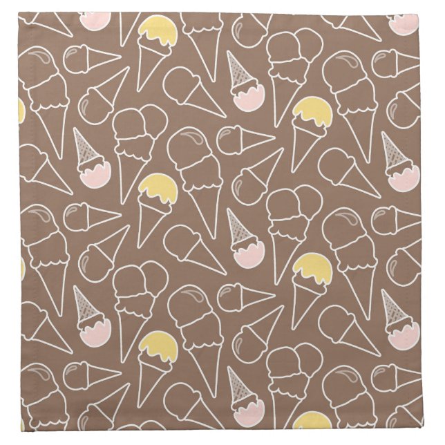Ice Cream Cone Pattern on Brown Napkin (Front)