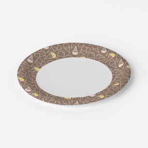 Ice Cream Cone Pattern on Brown Paper Plates