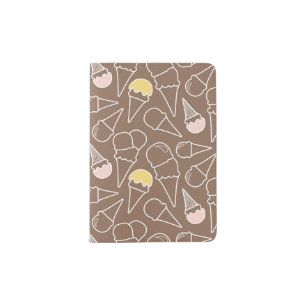 Ice Cream Cone Pattern on Brown Passport Holder