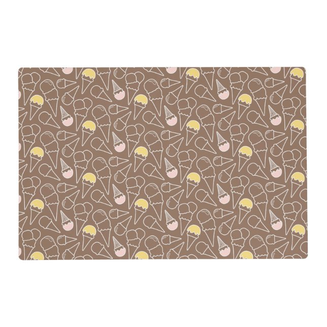 Ice Cream Cone Pattern on Brown Placemat (Front)