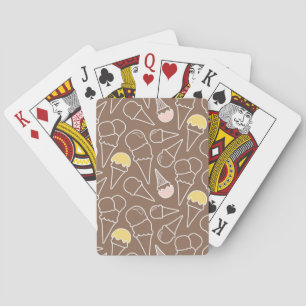 Ice Cream Cone Pattern on Brown Poker Cards