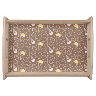 Ice Cream Cone Pattern on Brown Serving Tray