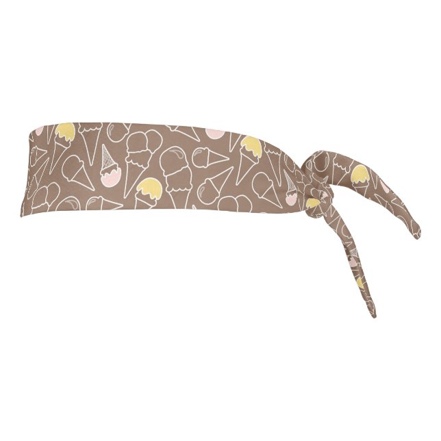Ice Cream Cone Pattern on Brown Tie Headband (Rotate 90)