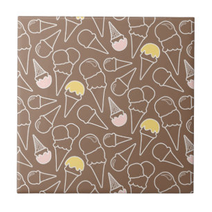 Ice Cream Cone Pattern on Brown Tile