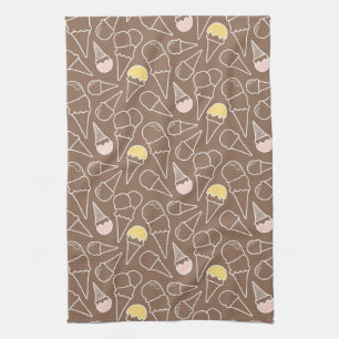 Ice Cream Cone Pattern on Brown Towel