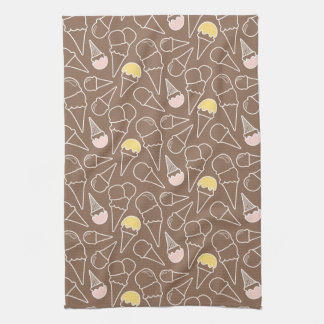 Ice Cream Cone Pattern on Brown Towel