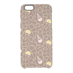 Ice Cream Cone Pattern on Brown Clear iPhone 6/6S Case