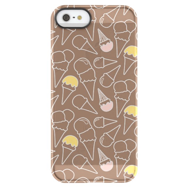 Ice Cream Cone Pattern on Brown Uncommon iPhone Case (Back)