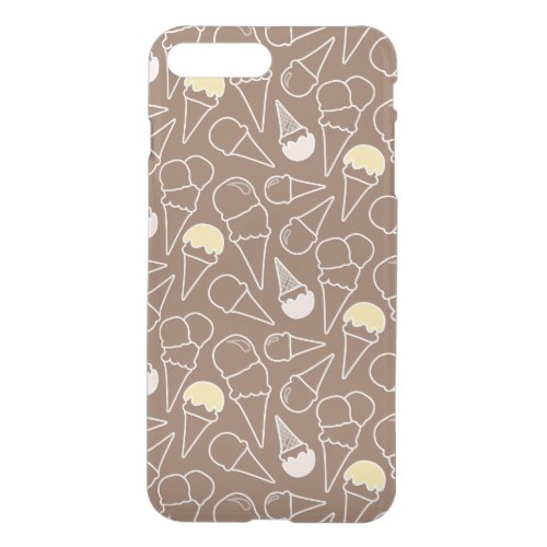 Ice Cream Cone Pattern on Brown iPhone 8 Plus7 Plus Case