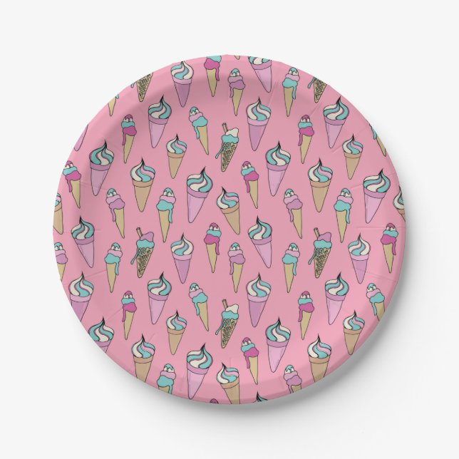 Ice Cream Cone pattern Paper Plates (Front)