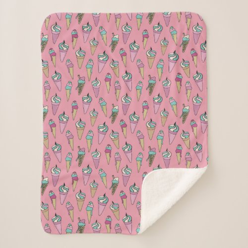 Ice Cream Cone Pattern Sherpa Blanket