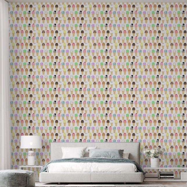 Ice Cream Cone Pattern Wall Paper (Bedroom)