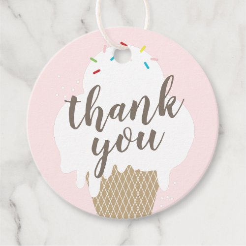 Ice cream cone pink kids thank you favor tags