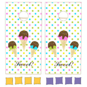 Ice Cream Cone Polka Dot Sweet Cornhole Set