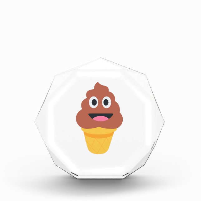 ice cream cone poo emoji acrylic award (Front)