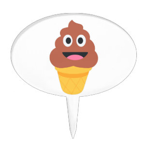 ice cream cone poo emoji cake topper