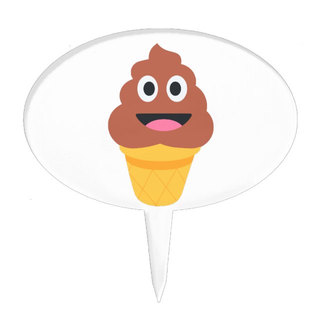 ice cream cone poo emoji cake topper (Front)
