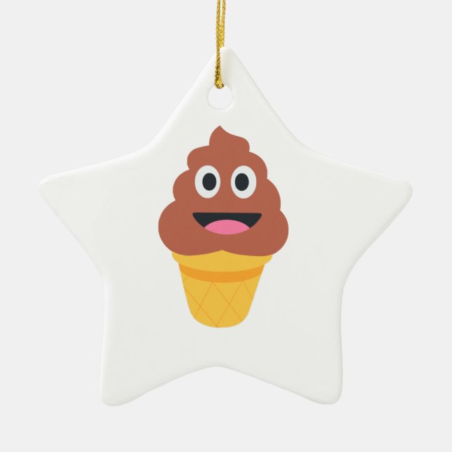 ice cream cone poo emoji ceramic ornament (Front)