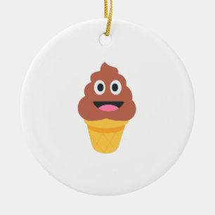 ice cream cone poo emoji ceramic ornament