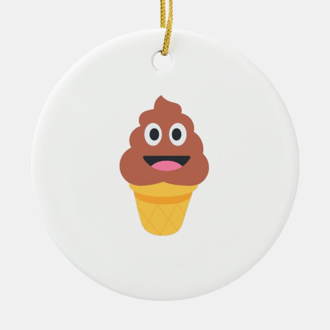 ice cream cone poo emoji ceramic ornament (Front)